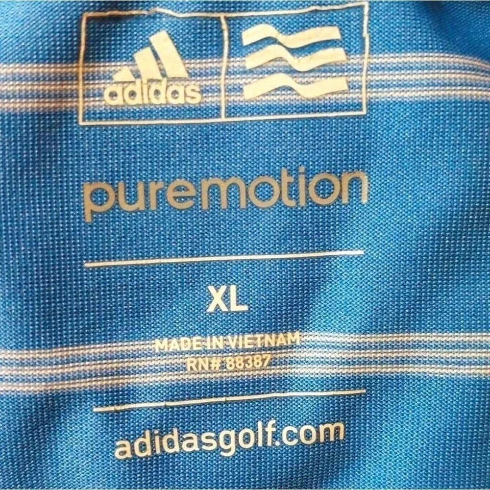 Adidas Men's Active Golf Puremotion Striped Polo Shirt  Sky Blue Size XL EUC